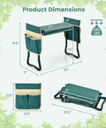 Foldable Garden Kneeler And Seat With 8 Inch Wide EVA Foam Pad, Heavy Duty Garden Stool With Two Big Tool Pouches, 23-inch view