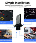 Nissan Infiniti Mass Air Flow Sensor MAF OE Replacement 22680-7S000 installation with dashboard indicators and engine images.