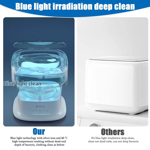 Ultra Portable Mini Washing Machine With Foldable Design And Spin Dryer Lightweight Washer for travel RV life blue light clean