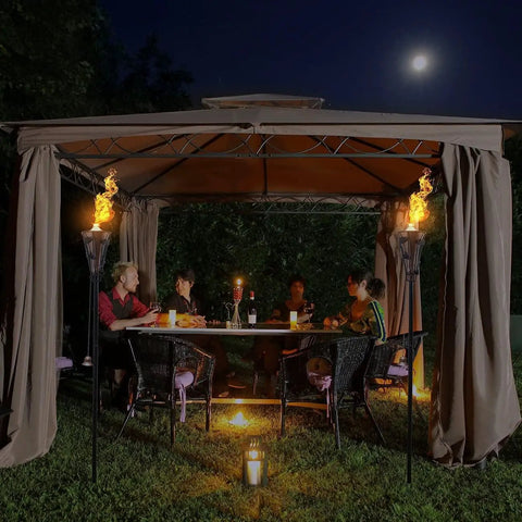 Outdoor Metal Patio Torches Set Ideal For Deck Patio Backyard Outdoor Parties And Weddings includes fiberglass wick