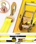 Heavy Duty Car Tie Down Straps For Trailers 2 Inch By 12 Foot, 10000 Lbs Break Strength with steel ratchet and hook