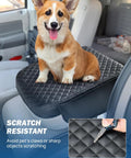 Dog sitting on Center Console Cover For Ram 2002 To 2012 1500 2500 3500 Jump Seat Console Leather Armrest Cover With Two Handy Pockets