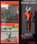 Before and after tree trimming with Two In One Cordless Pole Pruner With 15 Ft Reach Brushless Motor Dual 2000mAh Batteries.