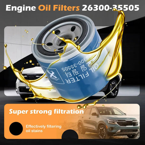 Engine Oil Filter Kit For Hyundai Elantra Tucson Santa Fe And Kia Sportage Forte Seltos With Drain Plug Gasket, 6 Pack.