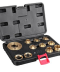 Premium Pure Copper Router Bushing Guide Set Dead Nuts Precise For Fine Woodworking showing 11 pcs in a storage case.