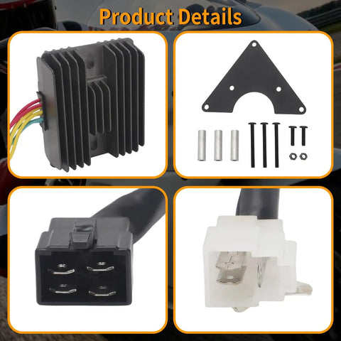 Slight correction rectifier move kit parts, including aluminum heat sink, wiring connectors, and installation hardware.