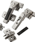 Bi-Fold Hinge Pair For Frameless Cabinets With 60 Degree Clip Top Screw-On Self-Closing Cam Mounting Plate 0mm Boring Pattern