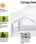 10x20 Foot Pop Up Canopy Tent With 6 Sidewalls Heavy Duty Waterproof Commercial Gazebo with adjustable height and UV protection