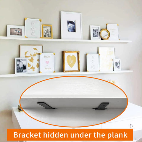 Beefy 10 Inch Floating Shelf Brackets Set, Heavy Duty Black Metal L Brackets For Wall Shelves, Industrial Style, Rock Solid Support Up To 180 Lb, DIY Friendly With Hardware, 6 Pack