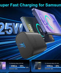 Small But Mighty 25W USB C Wall Charger Fast Charge Kit With 10ft Type C Cable Two Pack For Galaxy S26 Ultra and S25 Ultra