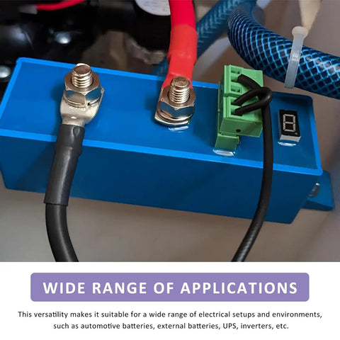 Two Package 2 Awg Battery Cables 12 Inch Pure Copper Power Inverter Wires With 3/8 Ring Lugs connected to electrical component.
