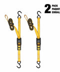 Heavy Duty 1 Inch By 12 Foot Cam Buckle Straps Set, 2 Pack, 500 Lbs Safe Working Load And 1500 Lbs Break Strength, Black And Yellow