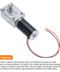 12V High Torque Workhorse Turbine Worm Gear Motor With 8mm Shaft 3 RPM Geared Drive showing casing detail and wires