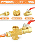 Brass Pipe Fitting Cross Four Way Connector With Four Openings For Plumbing One Eighth Inch NPT Female Threads Solid Brass