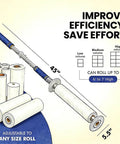 Heavy Duty Stretch Film Dispenser Pole Holder With 48 Inch Reach For Easy Pallet Wrapping, Fits 2 To 3 Inch Core Rolls and 12 to 24 Inch lengths, steel frame