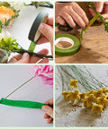 Hands using DIY Floral Arrangement Kit With Green Floral Tape And Floral Wire, Wire Cutter Tools for bouquets and arrangements
