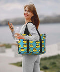 Lightweight Laptop Tote Bag With Cool Duck Sunglasses Print, Weekend Duffle For Travel And Work, versatile gym bag in use.