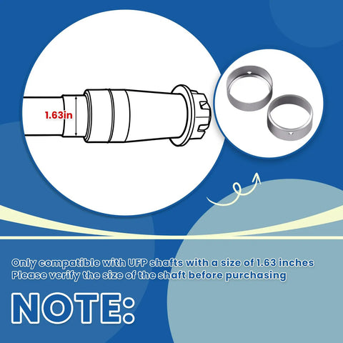 Diagram showing Two Piece 33517U Spindle Sleeve With Lube Hole For UFP Boat Trailer Spindle fitting on 1.63 in diameter shaft.