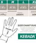 Size chart guide for Blue Disposable Nitrile Gloves For Kitchen Cooking And BBQ, 100 Percent Food Safe showing palm width and length.