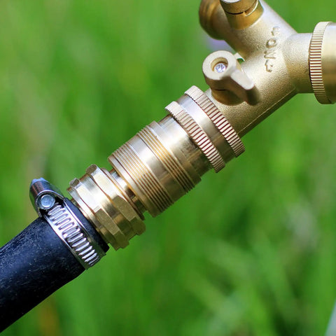 Solid Brass Garden Hose Quick Connect Fittings Three Quarter Inch GHT Internal Thread, Female and Male Quick Connect Adapters