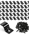 Hella Sturdy Zinc Plated Table Top Fasteners And Z Clips Black 40 Pack showing black clips and screws for furniture assembly.