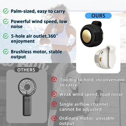 Ultra Light Clip On Bladeless USB Fan 360 Degree Rotatable 3 Speed Silent Mini Portable Fan For Travel Office And Outdoors