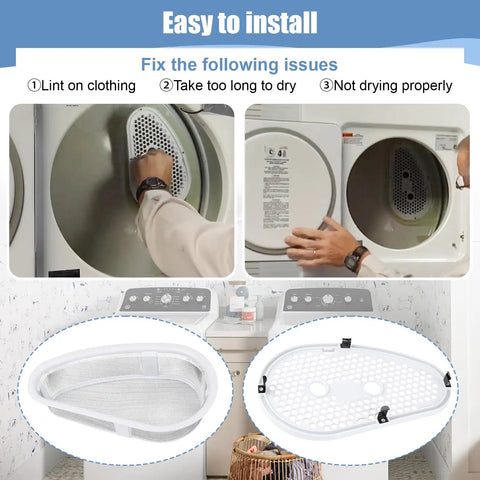 Lint Filter Screen Replacement W10828351 For Dryer Models 8531964 And 8531967 with Premium Frame and Mesh, close-up install