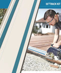 55 Inch Track Saw Guide Rail Joining Set For Makita And Festool, user cutting wood with track saw.