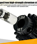 M1.5 16T Pinion Gear With 8mm Bore And 8mm To 5mm Shaft Adapter Sleeve in chromium steel for RC cars