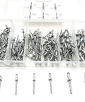 180 Piece Aluminum Blind Rivets Kit With Six Sizes Dome Head Pop Rivets, Silver Finish, organized in a clear box