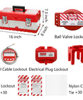 90 Piece Lockout Tagout Kit with Red Tool Box for Electrical Safety, 5 Types of Lockouts, Clamp On Breaker Lockouts, Safety Padlocks