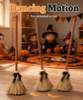 Floating Witch Broom 37 Inch Lit Up Dancing Broomstick With Motion Activation Touch Sensing Spooky Sounds Mute Mode Indoor Party Decor For Haunting Displays And Seasonal Cheer, straw broom at Halloween display