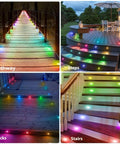 LED Deck Lights Kit Multicolor 20 Pack 1.22 Inch RGBW IC Smart Recessed Low Voltage on pathways, steps, decks, and stairs