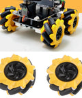 Omni Directional Mecanum Wheel Set For Smart Robot Car, Rubber Coated Wheels with Superior Traction, Two Pairs Visible