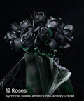 Dope Black Rose Bouquet Building Set For Adults Gothic Vintage Flower Kit To Craft A Realistic Dark Rose Centerpiece Perfect Valentines Gift For Her Girlfriend Mom Wife Home Office Decor, 12 roses