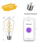 Dimmable E26 LED Edison Bulb 60W Equivalent Clear Glass 2700K Soft White Old School Filament Bulbs For Ceiling Fans Porch Bathroom
