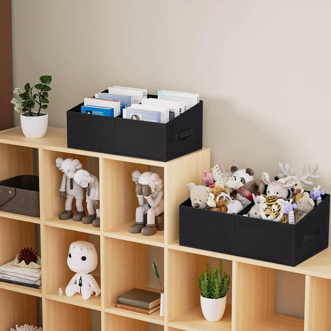 Trapezoid Folding Closet Storage Bins With Handles And Divider Set Of 4 Heavy Duty Baskets For Clothes Toys Or Linens Space Saving Organizer
