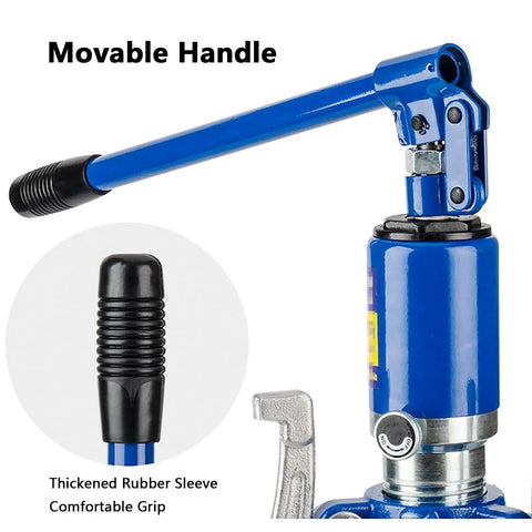 Heavy Duty Hydraulic Gear Puller Kit With Two To Three Jaw Puller Heads showing blue movable handle and rubber grip