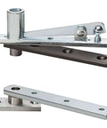 Center Hung Pivot Hinge For Interior Doors Up To 3 Ft 6 In By 8 Ft 6 In, 250 Lb Capacity, Satin Chrome Finish, Floor And Jamb Mounted