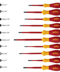 Beefy Insulated Slim Screwdriver Set, 11-Piece With Slotted 3.5mm 4mm 4.5mm 5.5mm 6.5mm, Phillips 1 And 2, Xeno 1 And 2, Square 1 And 2