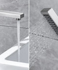 Freestanding Bathtub Faucet Floor Mounted Brass One Handle With Hand Shower Brushed Nickel Finish Durable All Metal Construction