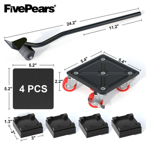 Heavy Duty 3000 Lb Furniture Dolly With Five Wheel Design 360 Degree Swivel Casters And Handle dimensions details