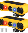 Solar Outdoor Motion Sensor Alarm Kit, 129dB Loud Noise Maker With Strobe Light, 13 Sound Detector, 2 Pack shown