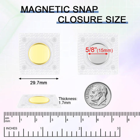 Magnetic snap closure size of 1.18in featuring clear background, ideal for 48 Pieces Hidden Magnetic Snap Closures With A Knockout Grip And Slick Invisible Seam Easy Sew On Magnet Buttons For Purses Clothing And Stress Free Diy Fashion Fixes.
