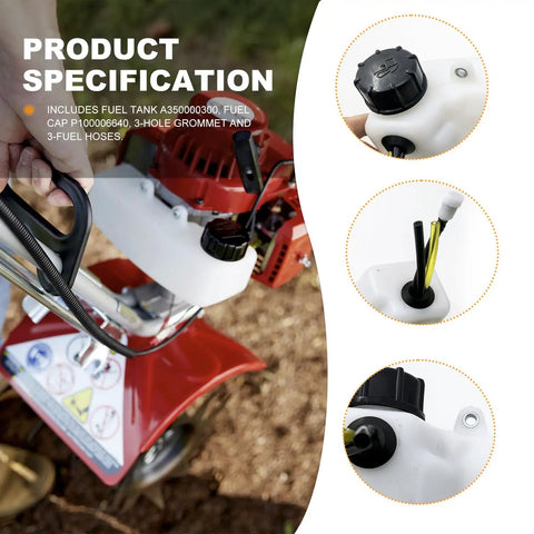 Fuel Tank Kit For Echo And Mantis 2-Cycle Engines With 3 Hole Grommet And 3 Fuel Hoses Replacement A350000300 fitting installation view