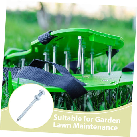 Heavy Duty Lawn Aerator Shoes With Metal Spikes For Deep Soil Aeration And Lawn Health, shown with 7 cm spikes on grass.