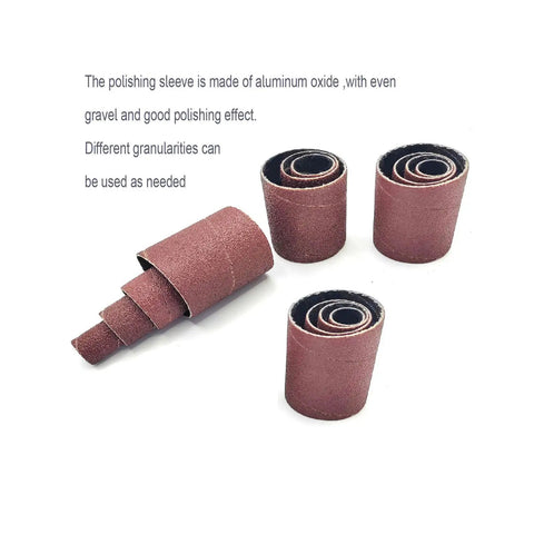 Heavy Hitter Rubber Sanding Drum Kit With Premium Cloth Backed Aluminum Oxide Abrasive Sleeves, four abrasive sleeves in various sizes.