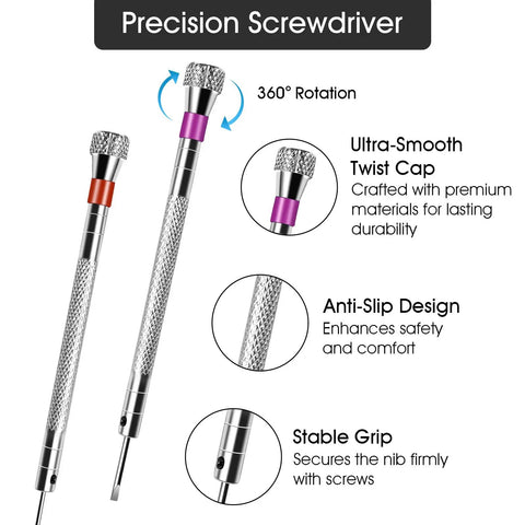 8 Piece Precision Jewelers Screwdriver Set 0.8mm To 1.6mm For Watches Eyeglasses And Jewelry Repairs Pro Grade Tools Kit