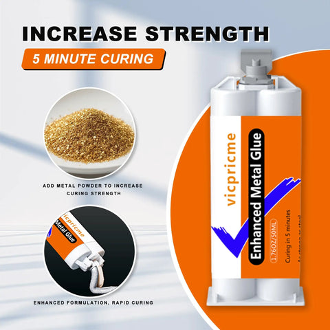 Image of Vicpricme Enhanced Metal Glue, a heavy duty epoxy adhesive with rapid curing for metal, wood, and ceramic repairs. 5 Minute Metal Glue Heavy Duty Waterproof Epoxy Adhesive For Metal Stainless Steel Aluminum Plastic Wood Ceramic Fast Set High Strength Bond That Withstands Extreme Conditions And Everyday Wear Works Like A Boss On Every Repair.