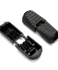 25 Pack Zipper Pull Tabs And Cord Ends With Lace Tip Clips And Cord Locks For Paracord And MOLLE Backpacks, black plastic cord lock shown open and closed